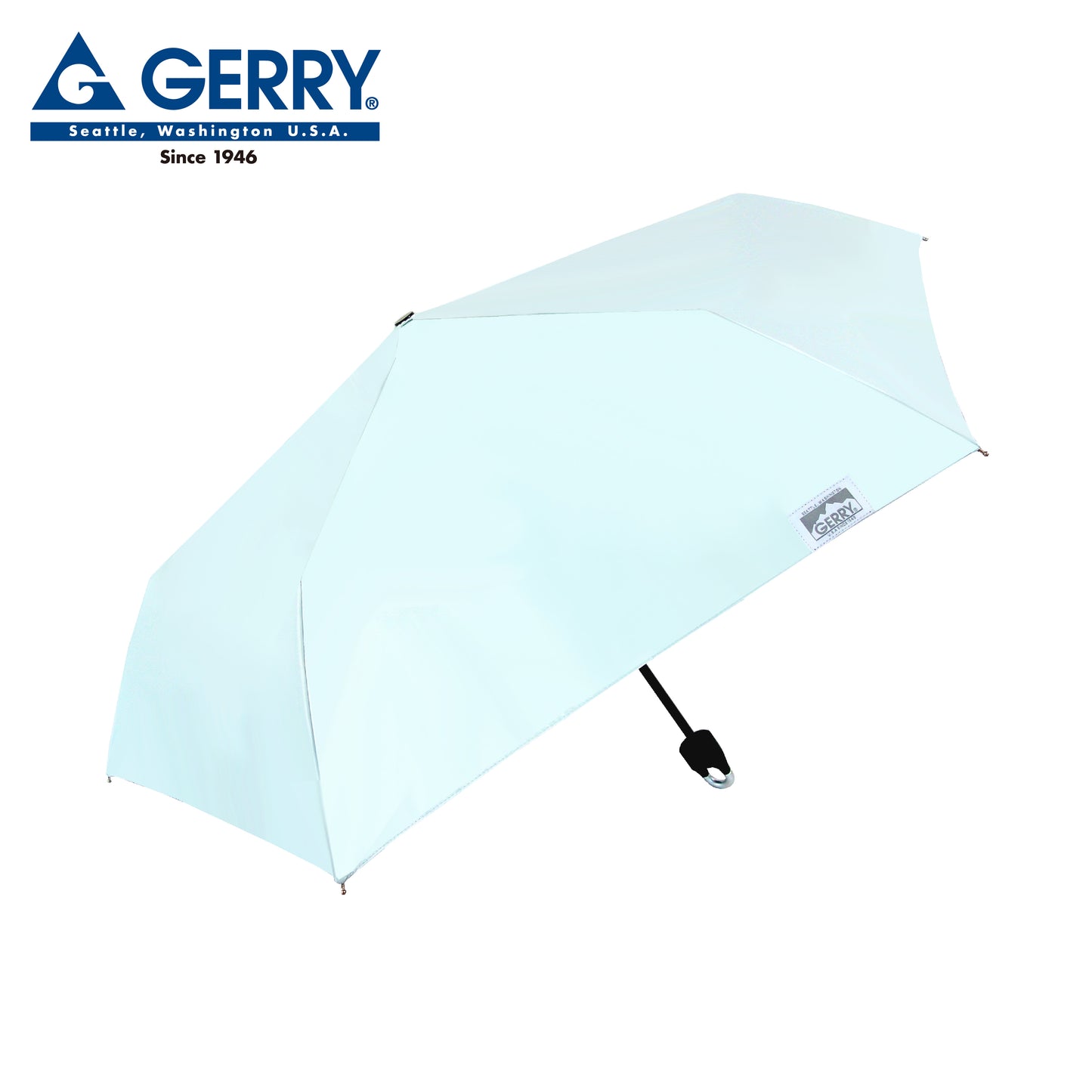 GERRY 晴雨兼用カラビナ折傘55cm ライトブルー