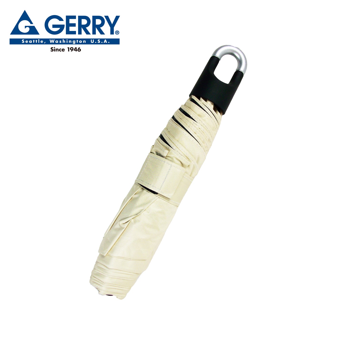 GERRY 晴雨兼用カラビナ折傘55cm ライトベージュ