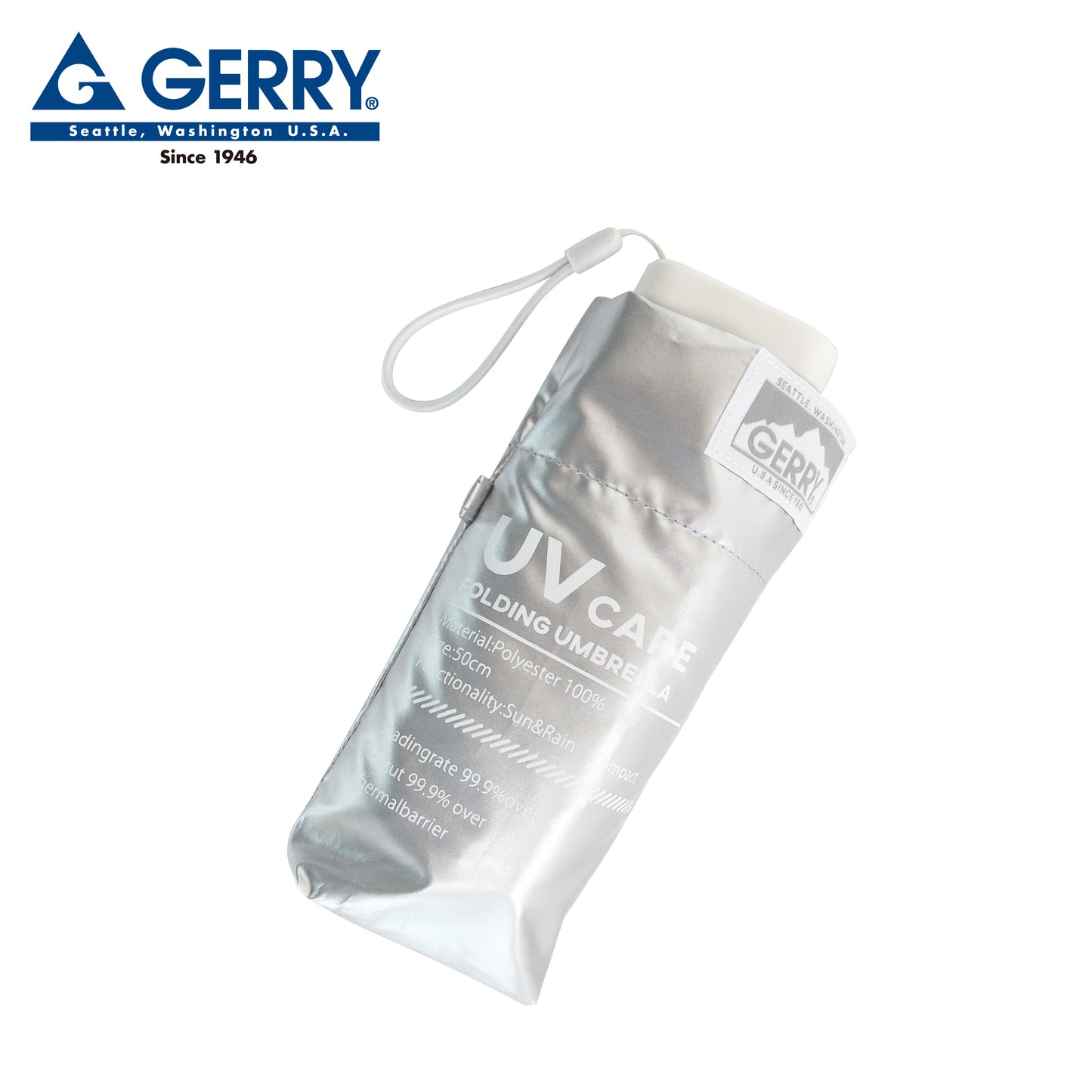 GERRY 晴雨兼用コンパクト折傘50cm シルバー