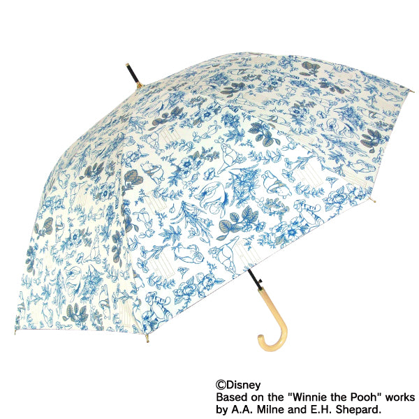 Disney 晴雨兼用長傘 プーさん ボタニカル58cm ブルー