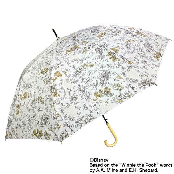 Disney 晴雨兼用長傘 プーさん ボタニカル58cm イエロー