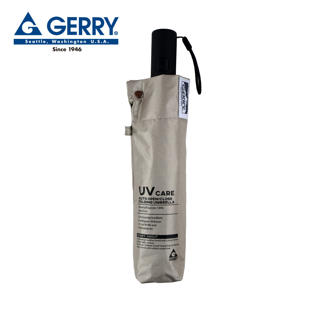 GERRY 自動開閉晴雨兼用折傘55cm ベージュグレイ