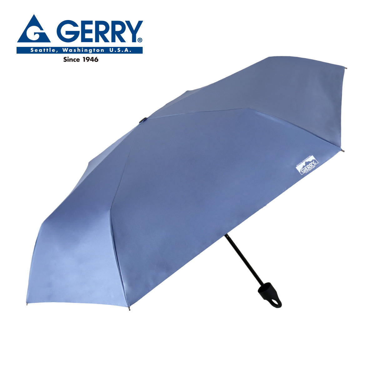 GERRY 晴雨兼用カラビナ折傘55cm ブルーグレー