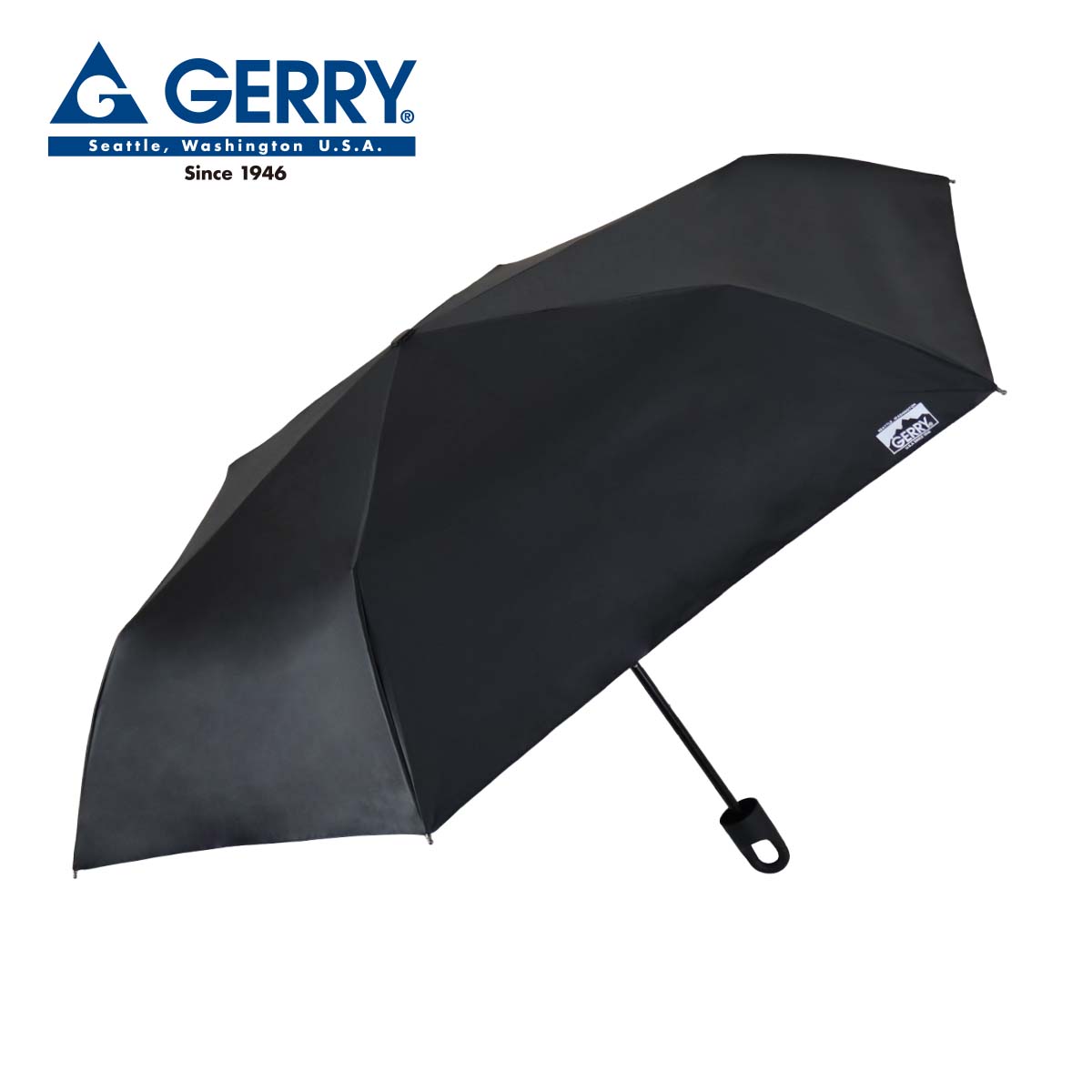 GERRY 晴雨兼用カラビナ折傘55cm ブラック