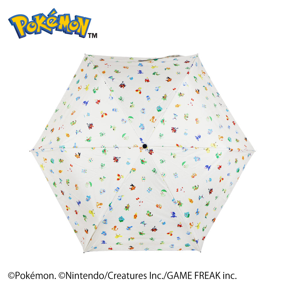 ポケモン晴雨兼用カラビナ折傘50cm　旅立ちの3匹とピカチュウ
