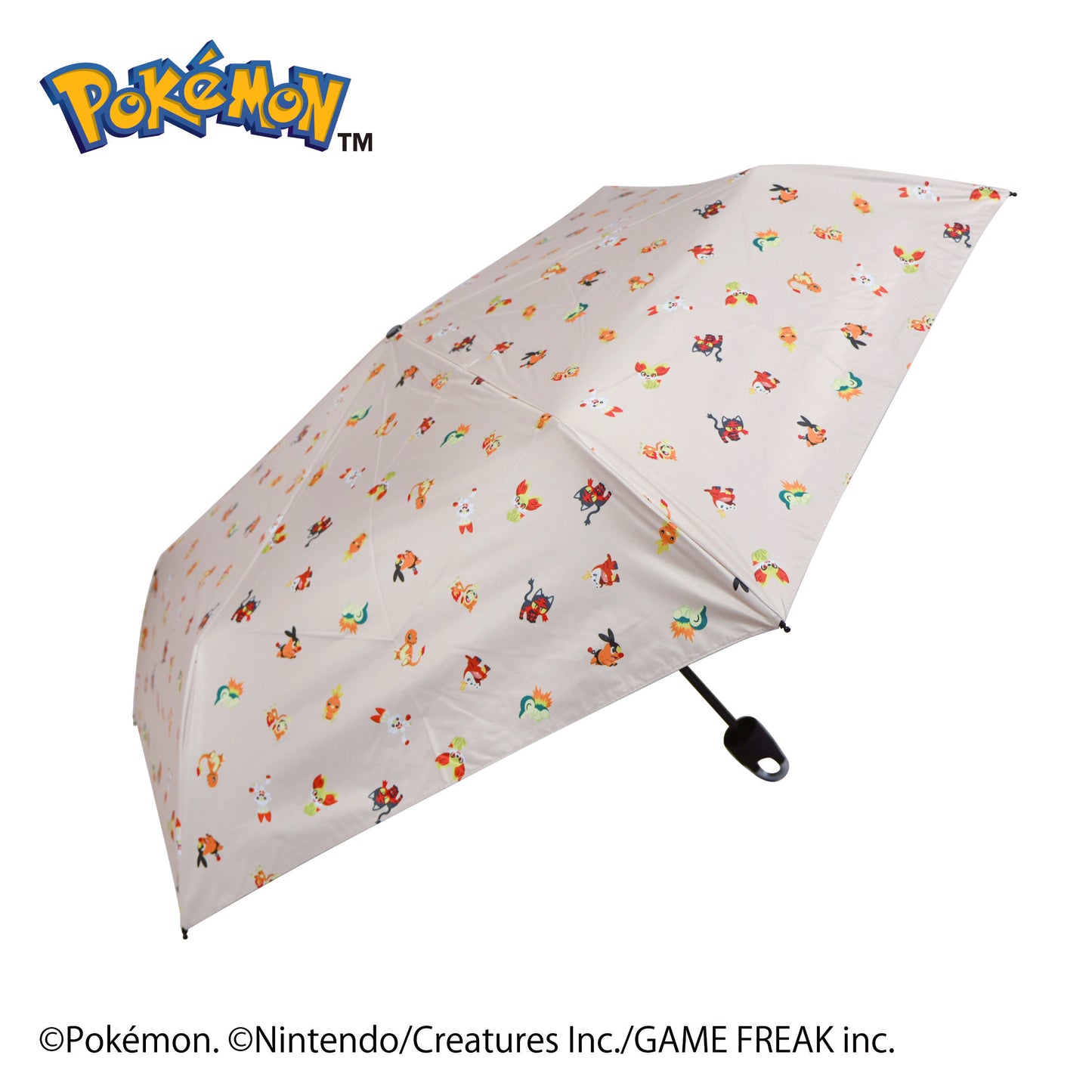 ポケモン晴雨兼用カラビナ折傘50cm　旅立ちの3匹【ほのおタイプ】