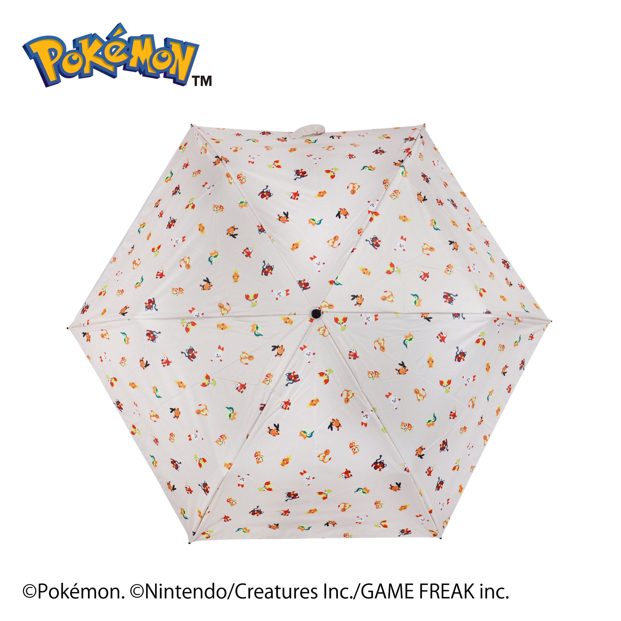 ポケモン晴雨兼用カラビナ折傘50cm 旅立ちの3匹【ほのおタイプ】 – 大