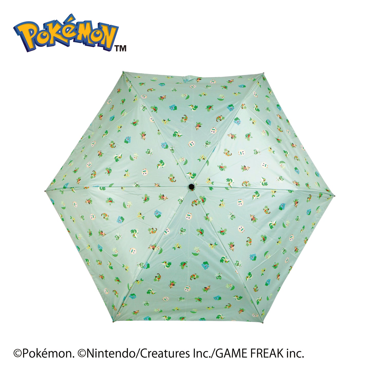 ポケモン晴雨兼用カラビナ折傘50cm　旅立ちの3匹【くさタイプ】
