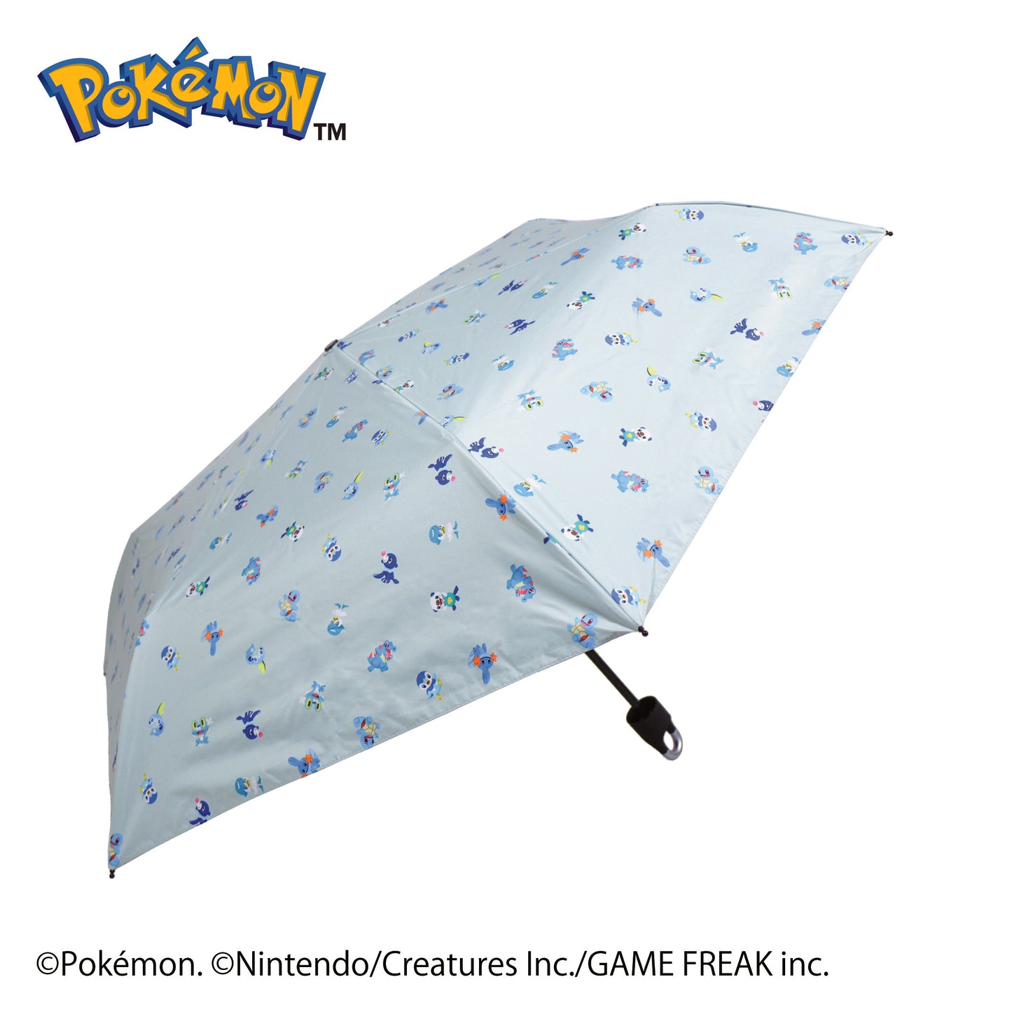 ポケモン晴雨兼用カラビナ折傘50cm　旅立ちの3匹【みずタイプ】