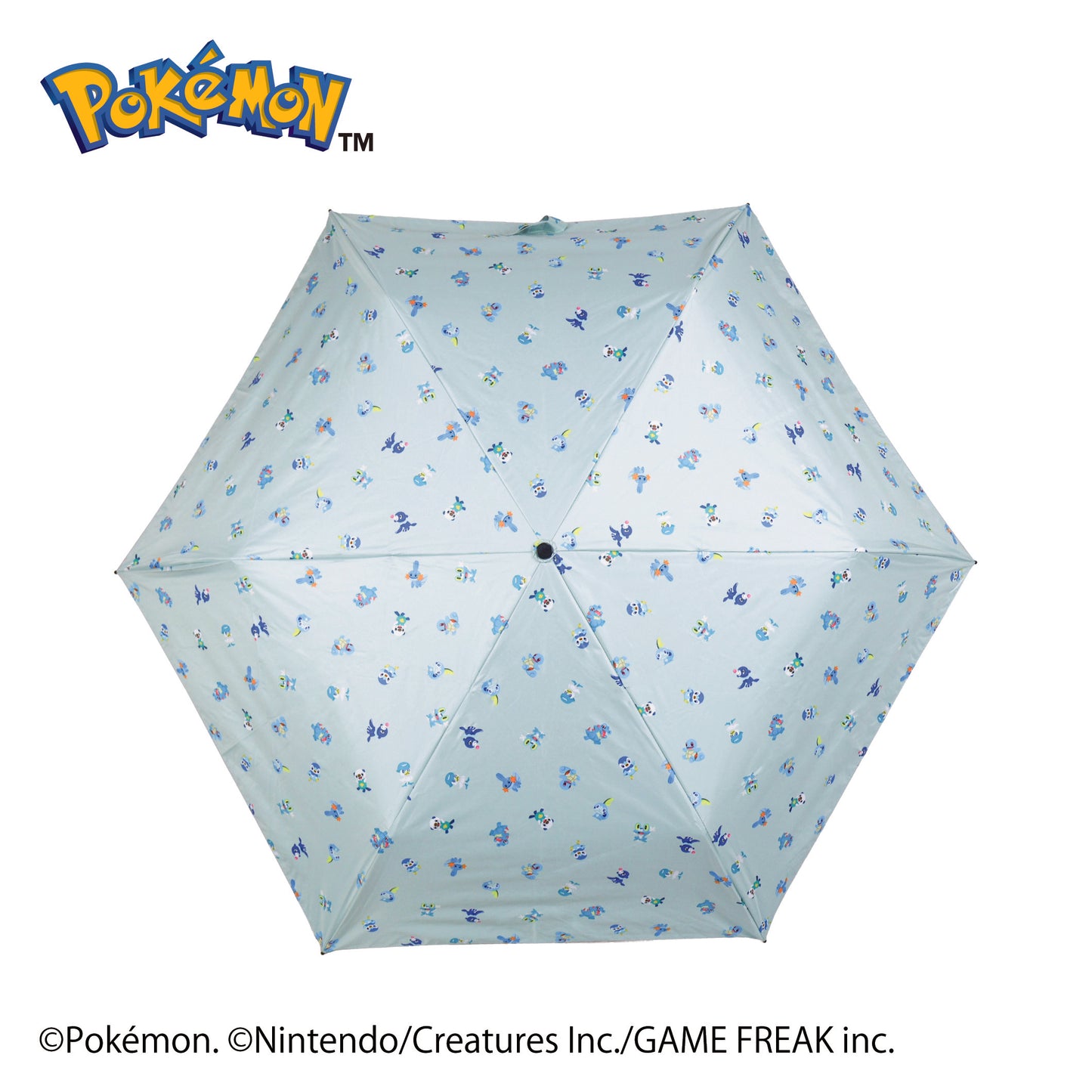 ポケモン晴雨兼用カラビナ折傘50cm　旅立ちの3匹【みずタイプ】