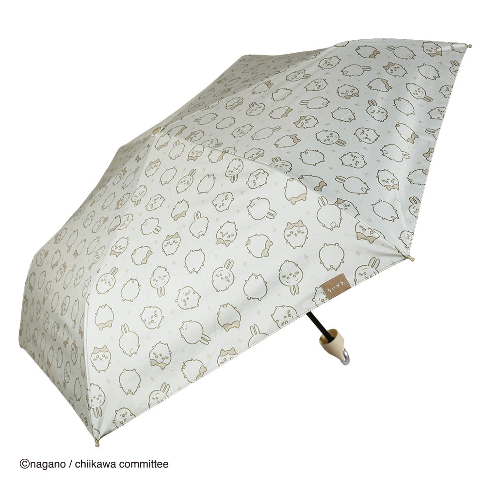 アニメちいかわ　カラビナ晴雨兼用折傘50cm　ちいハチうさ（オフホワイト）
