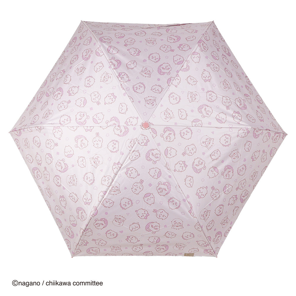 アニメちいかわ　カラビナ晴雨兼用折傘50cm　なかまたち（ピンク）