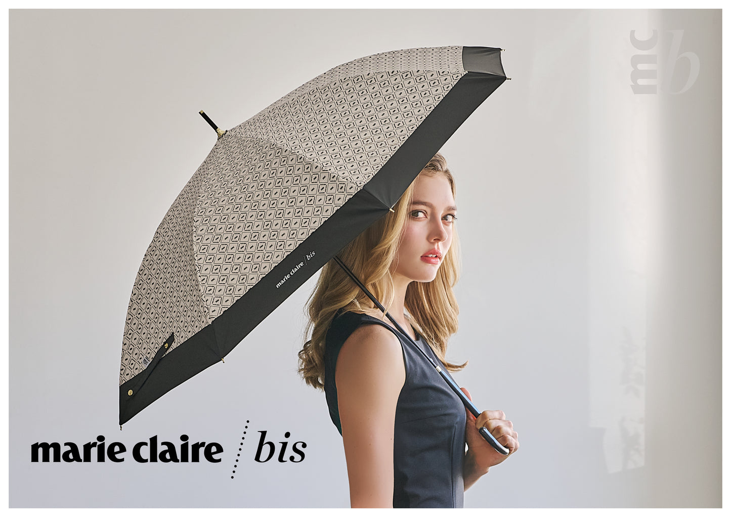 marie claire bis　晴雨兼用長傘 　BRANDING PATTERN 55cm